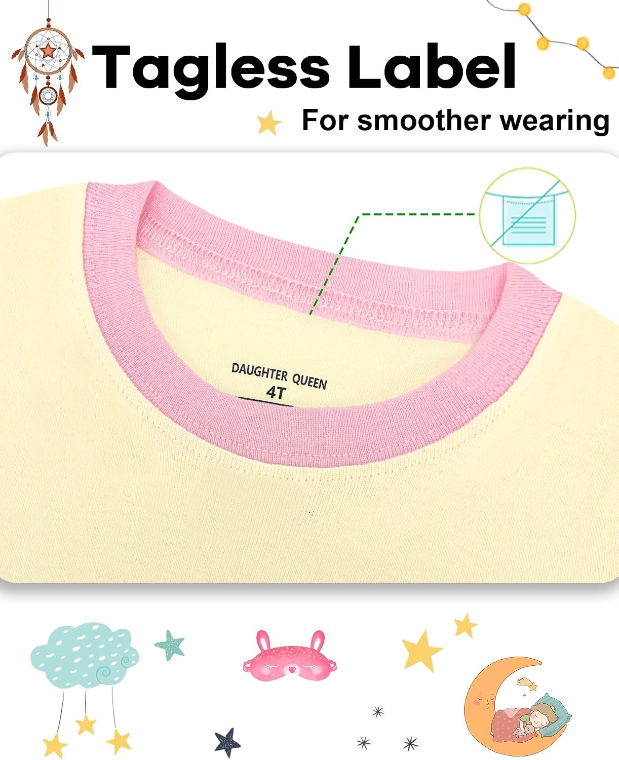 image:imageDAUGHTER QUEEN Girls 4 Pieces Cotton Pajamas Size 18 Months12 Years4pcsblueYellowelephantlga26