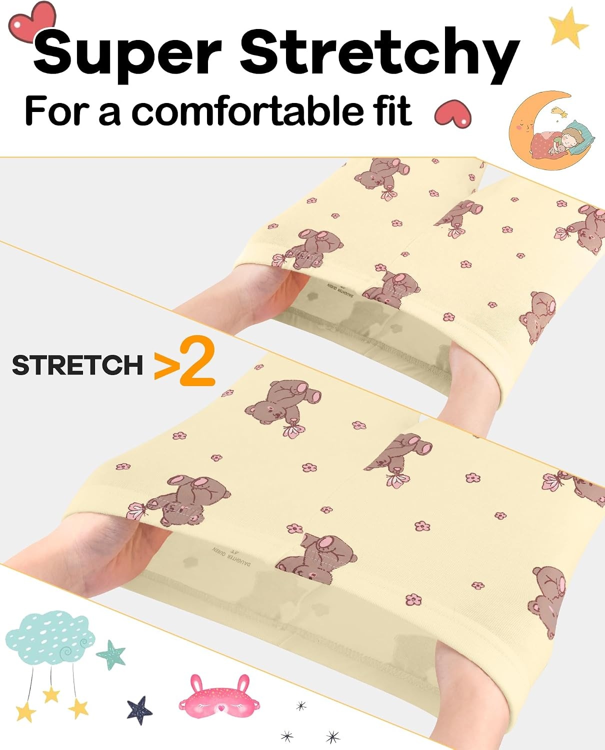 image:imageDAUGHTER QUEEN Girls 4 Pieces Cotton Pajamas Size 18 Months12 Years4pcsblueYellowflowerBearlga26