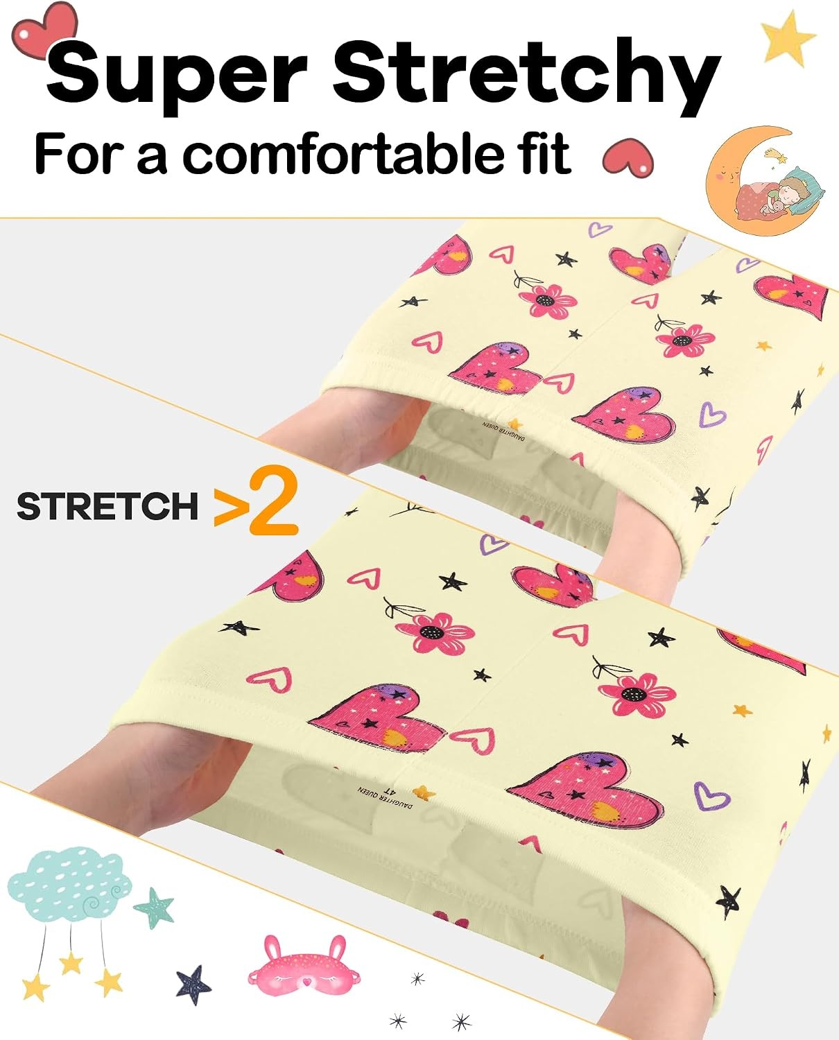 image:imageDAUGHTER QUEEN Girls 4 Pieces Cotton Pajamas Size 18 Months12 Years4pcsyellowPinkheartStrawberrylga26