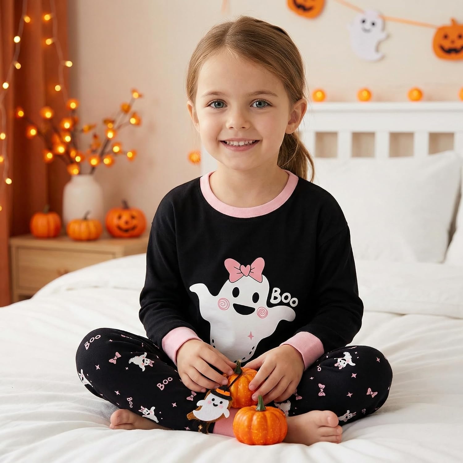 image:imageDAUGHTER QUEEN Boys amp Girls 100 Cotton Halloween amp Christmas PJS 18M12Y2pcsblackPinkghosthga24