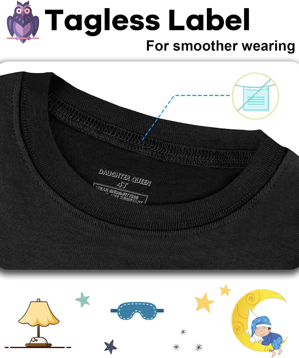 image:imageDAUGHTER QUEEN Boys amp Girls 100 Cotton Halloween amp Christmas PJS 18M12Y2pcsblacksolidlba25