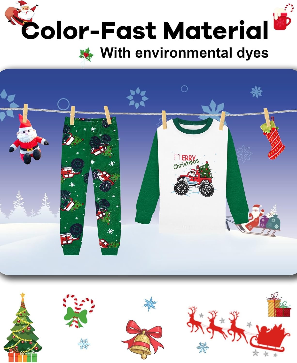 image:imageDAUGHTER QUEEN Boys amp Girls 100 Cotton Halloween amp Christmas PJS 18M12Y2pcsgreenchristmas Truckcba24
