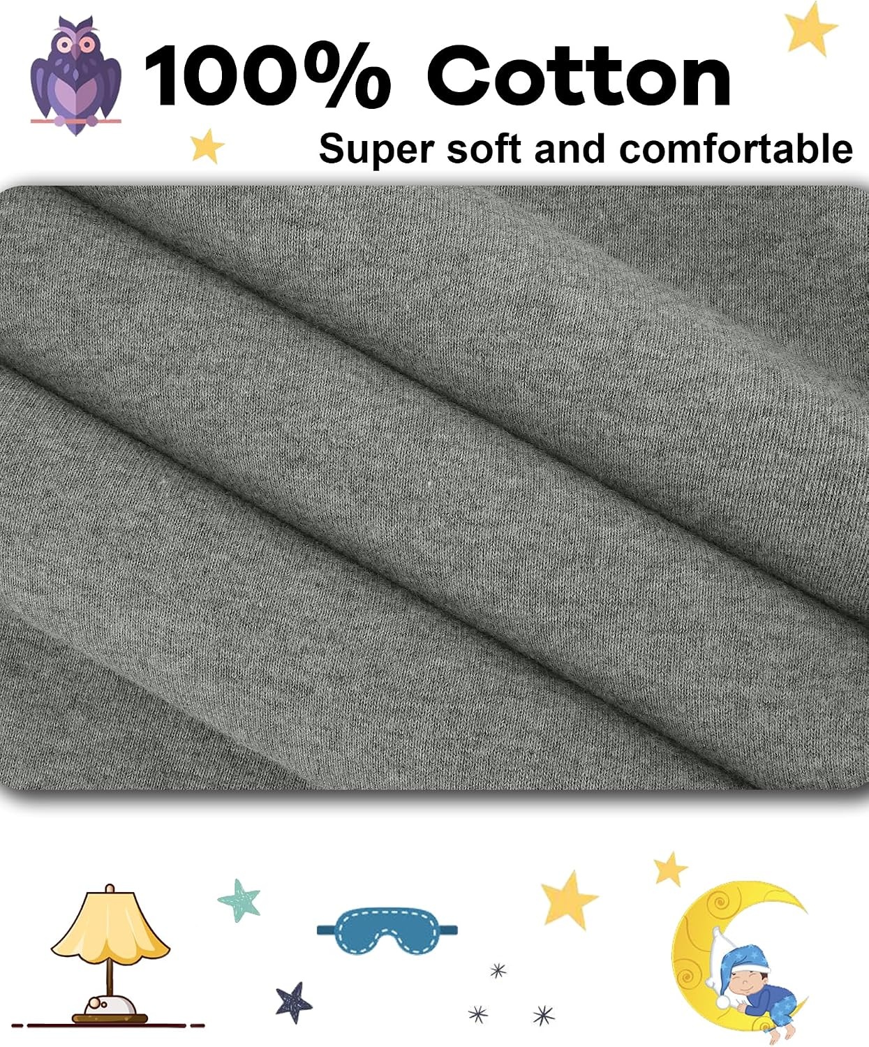 image:imageDAUGHTER QUEEN Boys amp Girls 100 Cotton Halloween amp Christmas PJS 18M12Y2pcsgreysolidlba25