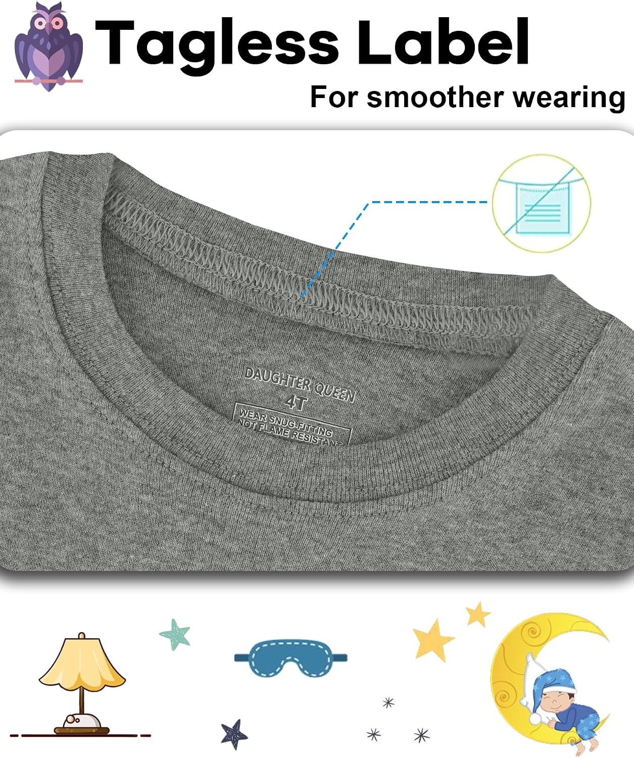 image:imageDAUGHTER QUEEN Boys amp Girls 100 Cotton Halloween amp Christmas PJS 18M12Y2pcsgreysolidlba25