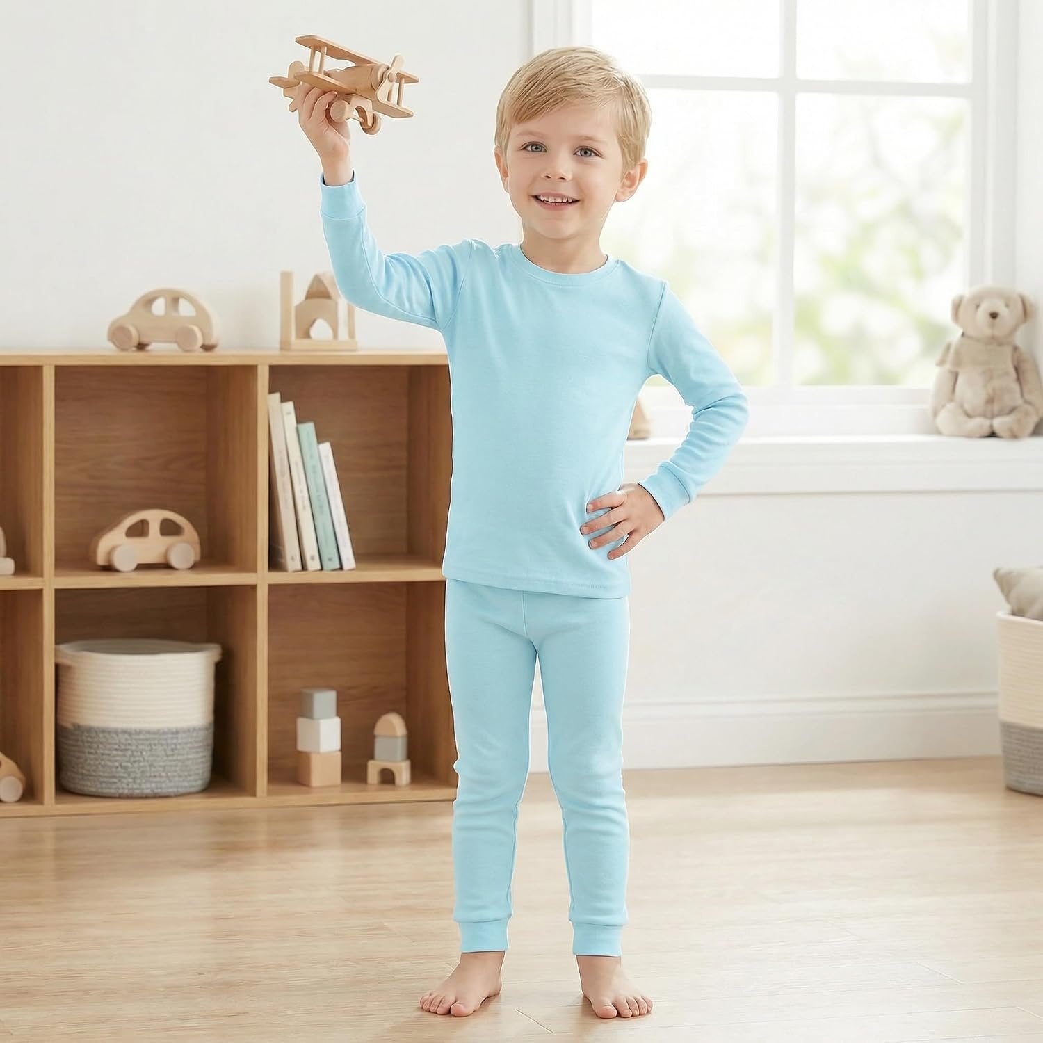 image:imageDAUGHTER QUEEN Boys amp Girls 100 Cotton Halloween amp Christmas PJS 18M12Y2pcslight Bluesolidlba25