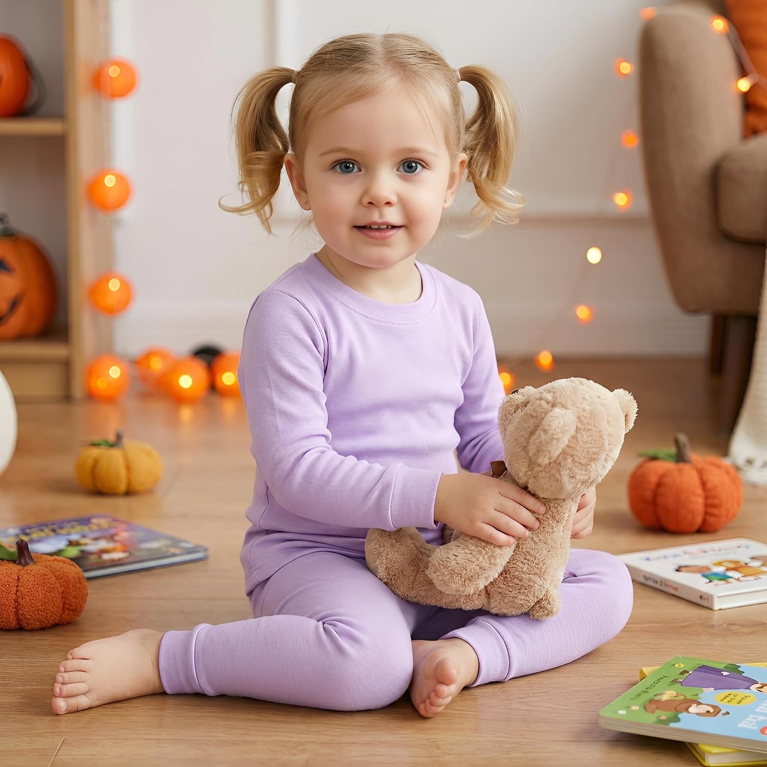 image:imageDAUGHTER QUEEN Boys amp Girls 100 Cotton Halloween amp Christmas PJS 18M12Y2pcslight Purplesolidlga26