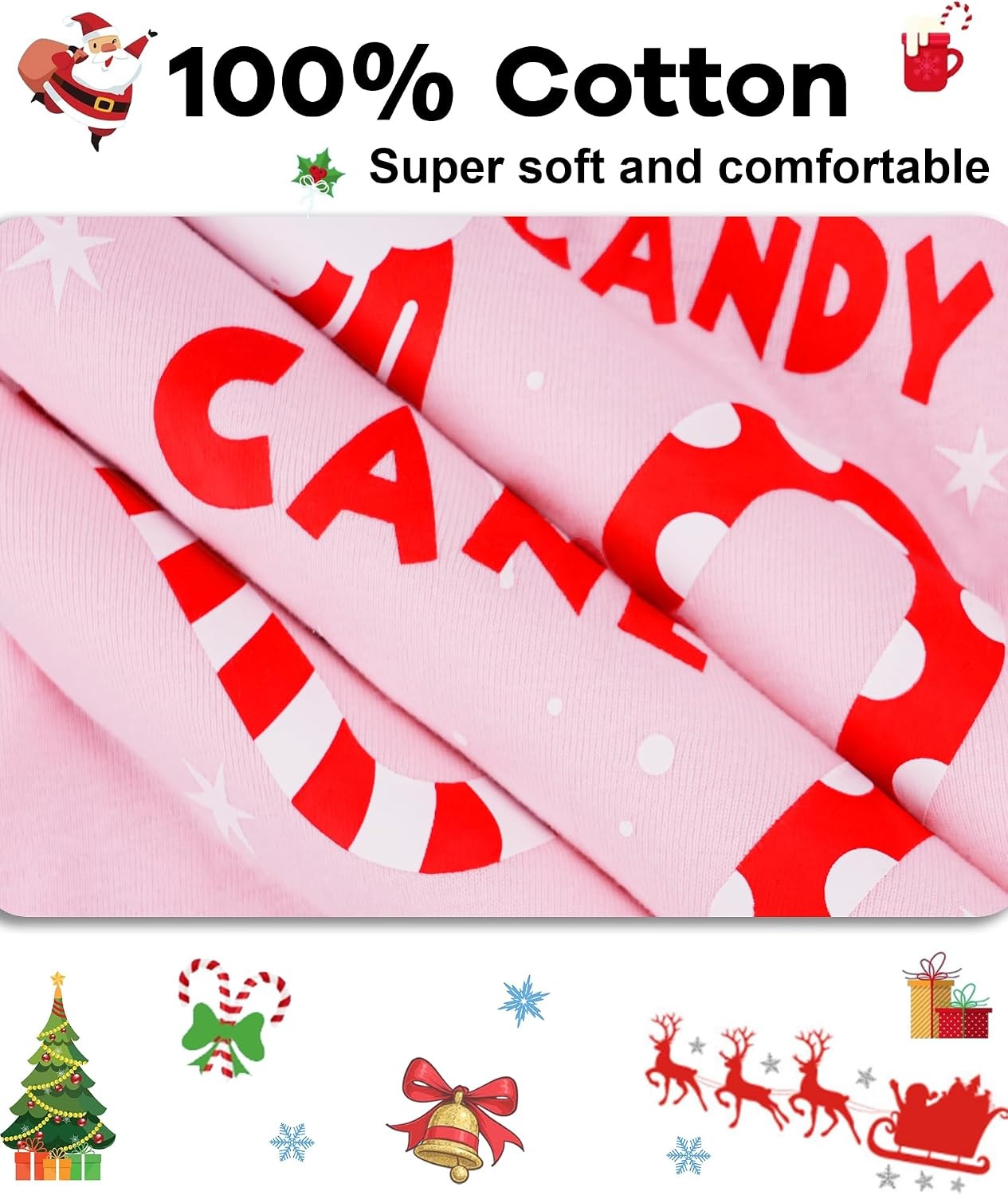 image:imageDAUGHTER QUEEN Boys amp Girls 100 Cotton Halloween amp Christmas PJS 18M12Y2pcspinkcandy Canecga23