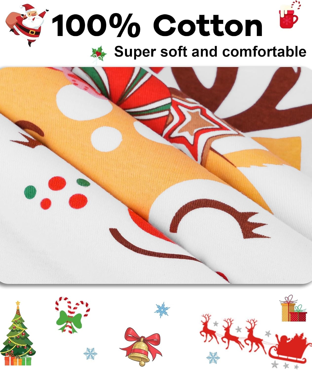 image:imageDAUGHTER QUEEN Boys amp Girls 100 Cotton Halloween amp Christmas PJS 18M12Y2pcsredreindeercga23