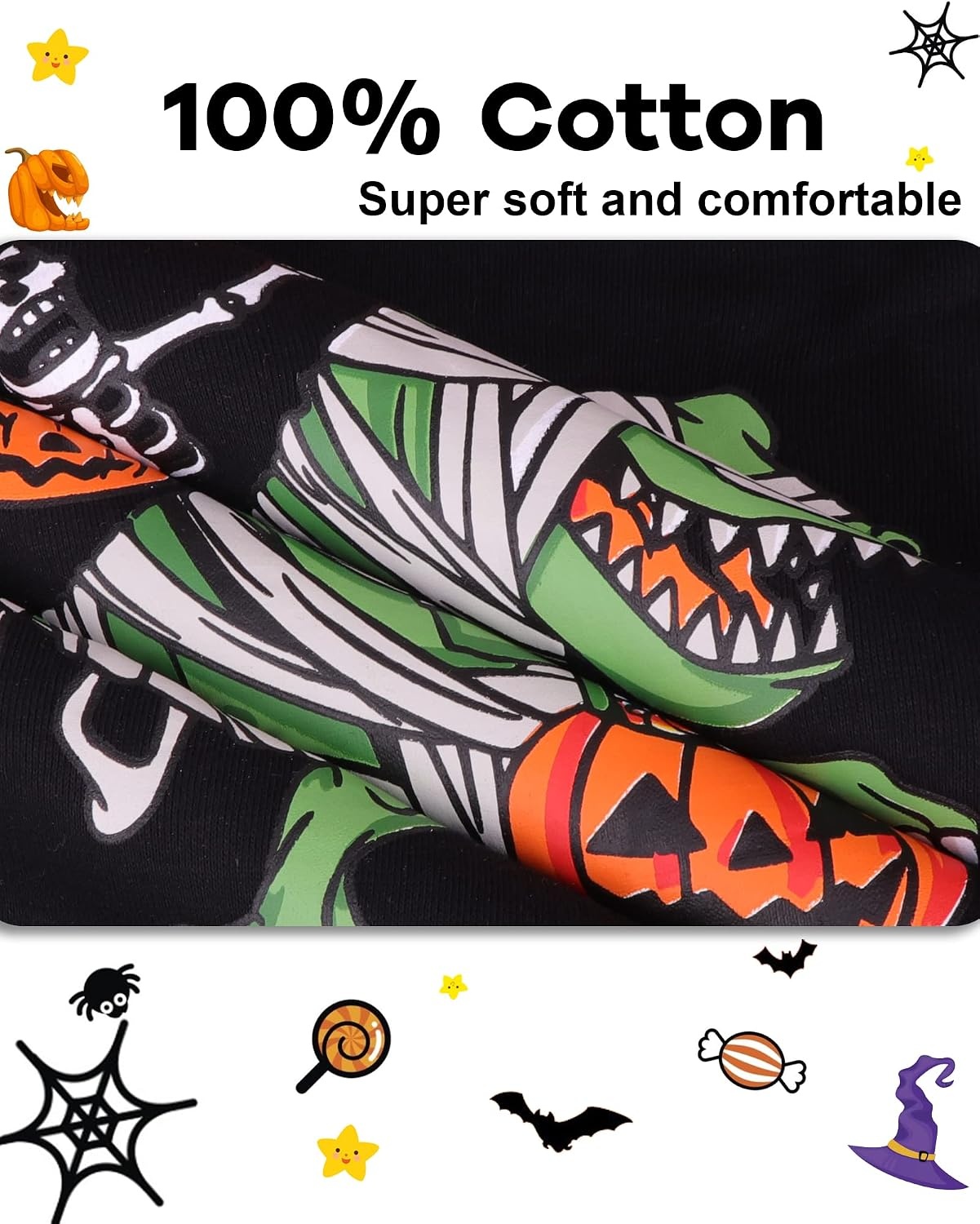 image:imageDAUGHTER QUEEN Boys amp Girls 100 Cotton Halloween amp Christmas PJS 18M12YDinosaurBlackOrangea22