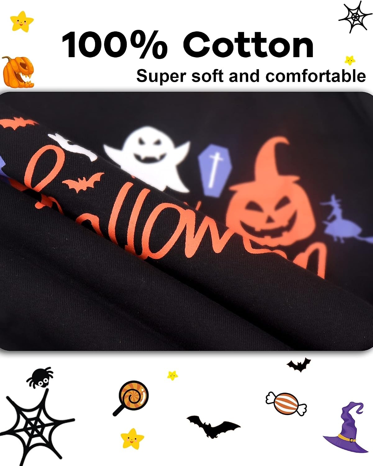 image:imageDAUGHTER QUEEN Boys amp Girls 100 Cotton Halloween amp Christmas PJS 18M12YGoblinBlackOrange