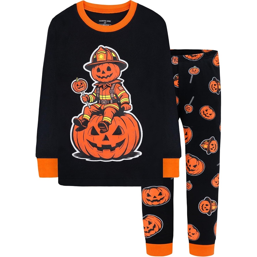 image:imageDAUGHTER QUEEN Boys amp Girls 100 Cotton Halloween amp Christmas PJS 18M12Y2pcsblackpumpkinhba26