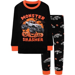DAUGHTER QUEEN Boys & Girls 100% Cotton Halloween & Christmas PJS 18M-12Y(2pcs-black-monster Truck-hba25)