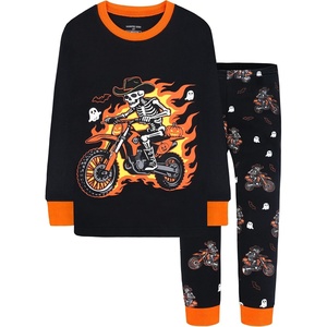 DAUGHTER QUEEN Boys & Girls 100% Cotton Halloween & Christmas PJS 18M-12Y(2pcs-black-skeleton-hba26)