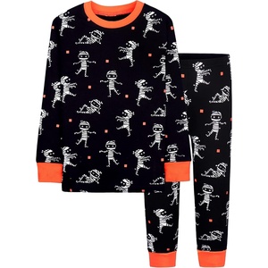 DAUGHTER QUEEN Boys & Girls 100% Cotton Halloween & Christmas PJS 18M-12Y(Mummy/Black/Orange)